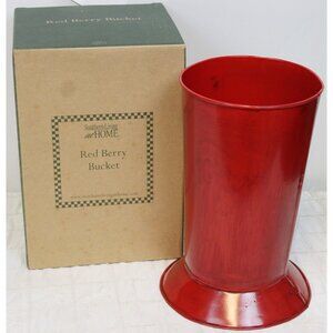Southern Living Red Berry Bucket Metal New in Box 10" Tall #70023